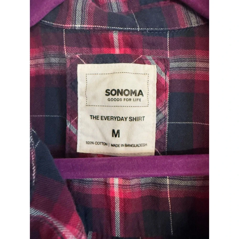 SONOMA Goods for Life Women's Plaid Long Sleeve Button Up Shirt Top Size M - Picture 3 of 3